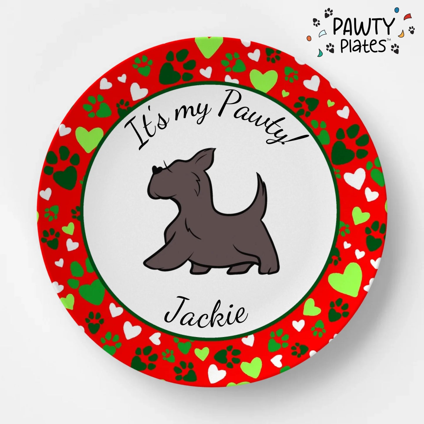Scottie Personalized Paw Prints Pawty Plate™ - Pawty Plates